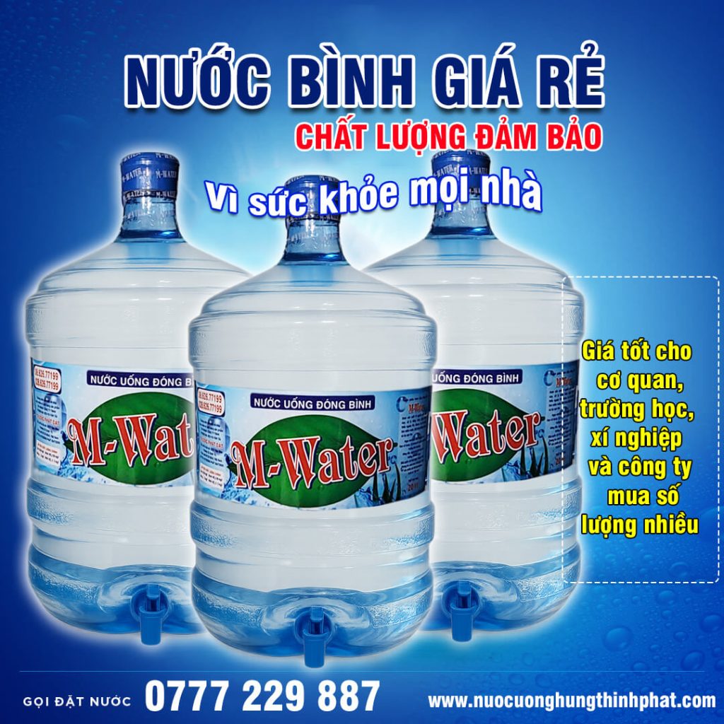 Nước uống đóng bình giá rẻ M-Water 20L