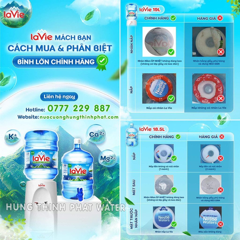Cách phân biệt bình nước LaVie thật giả